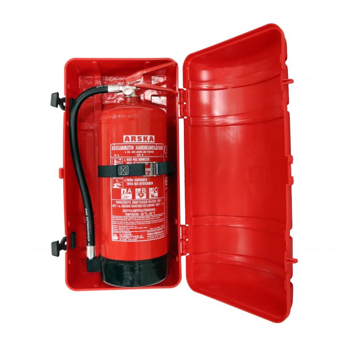 CAS06010 Erikoismatala pvc muovikotelo ajoneuvotelineellä, 6kg sammuttimelle
