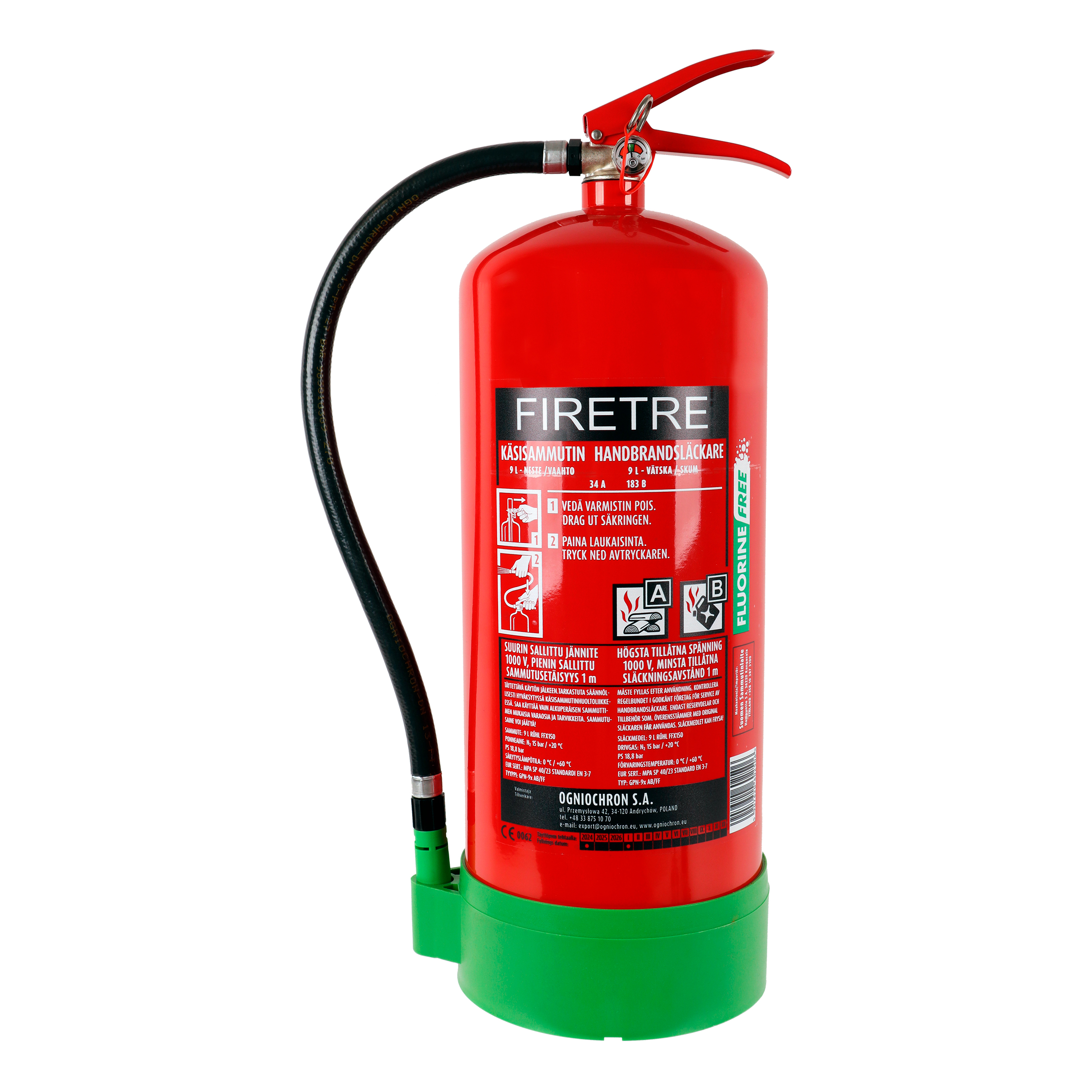 FIRETRE 9L 34A183B PFAS Vapaa Vaahtosammutin Suomen Sammutinlaite Oy FIRETRE 9L 34A183B PFAS Vapaa Vaahtosammutin Suomen Sammutinlaite Oy